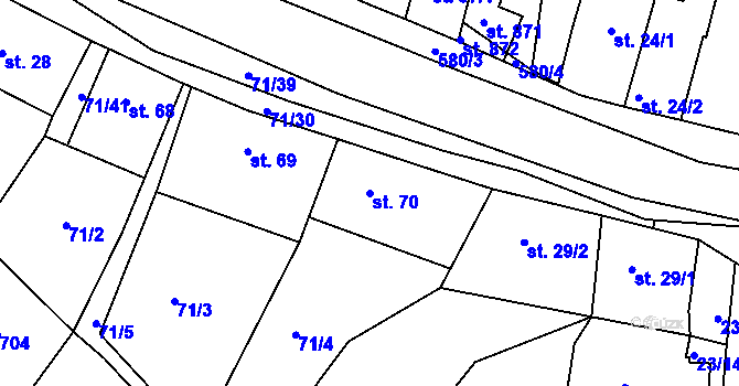 Parcela st. 70 v KÚ Dobroměřice, Katastrální mapa