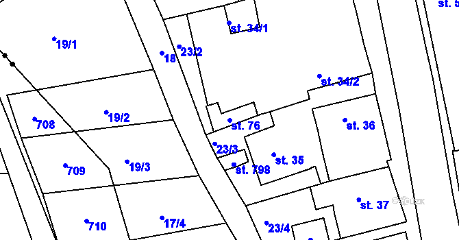 Parcela st. 76 v KÚ Dobroměřice, Katastrální mapa