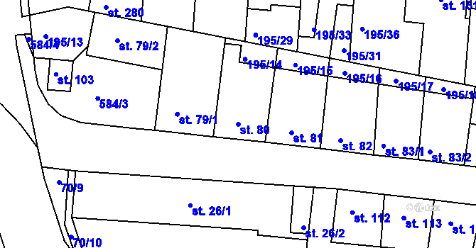 Parcela st. 80 v KÚ Dobroměřice, Katastrální mapa