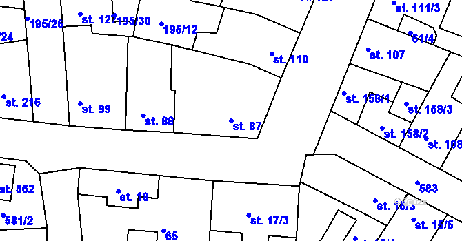 Parcela st. 87 v KÚ Dobroměřice, Katastrální mapa