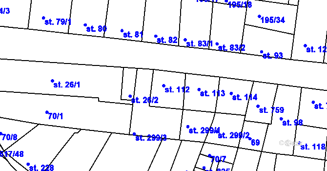 Parcela st. 112 v KÚ Dobroměřice, Katastrální mapa