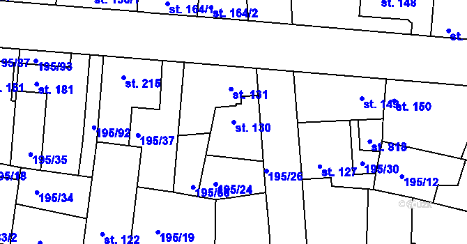 Parcela st. 130 v KÚ Dobroměřice, Katastrální mapa