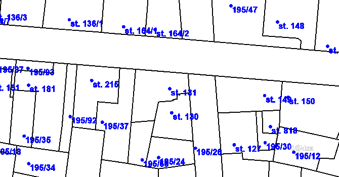 Parcela st. 131 v KÚ Dobroměřice, Katastrální mapa