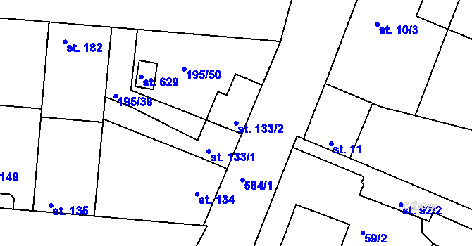 Parcela st. 133/2 v KÚ Dobroměřice, Katastrální mapa