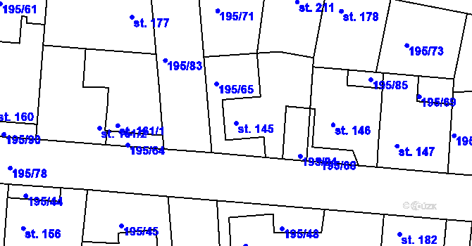 Parcela st. 145 v KÚ Dobroměřice, Katastrální mapa