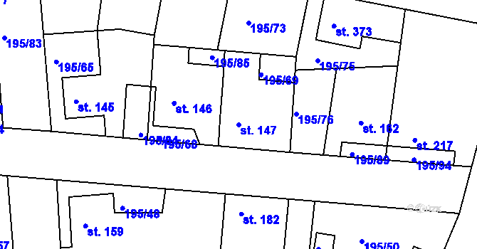 Parcela st. 147 v KÚ Dobroměřice, Katastrální mapa