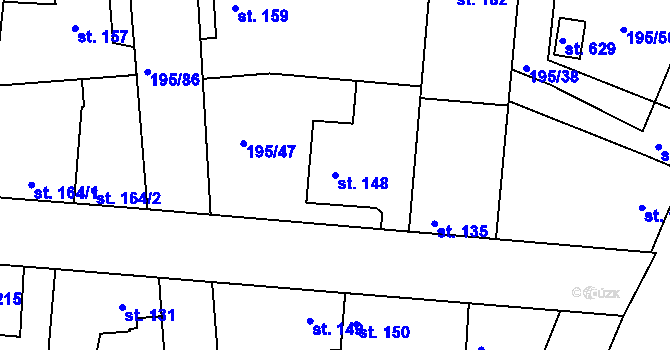 Parcela st. 148 v KÚ Dobroměřice, Katastrální mapa