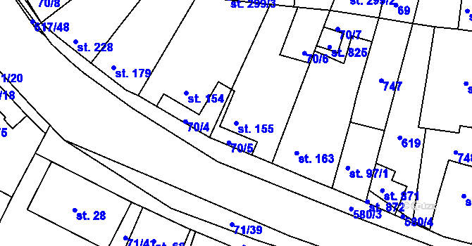Parcela st. 155 v KÚ Dobroměřice, Katastrální mapa