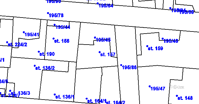 Parcela st. 157 v KÚ Dobroměřice, Katastrální mapa