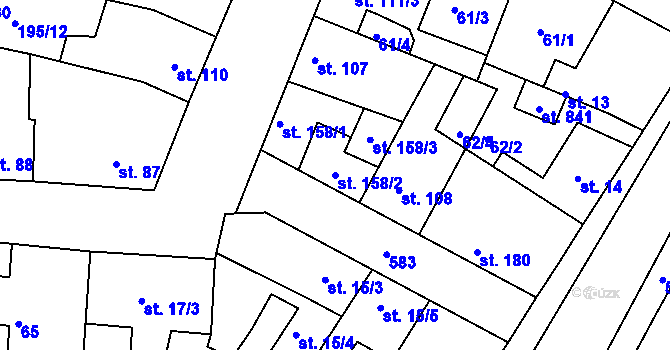 Parcela st. 158/2 v KÚ Dobroměřice, Katastrální mapa
