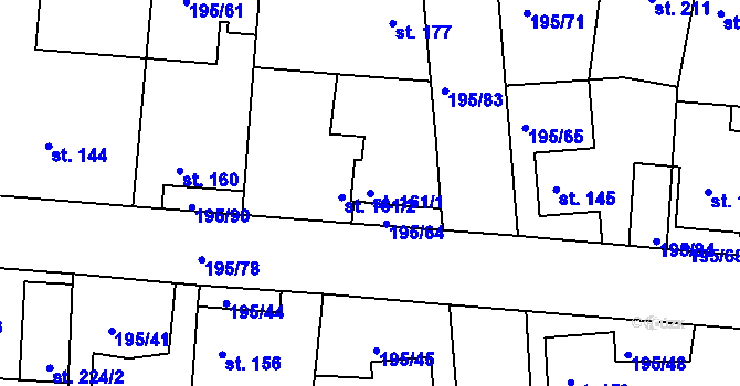 Parcela st. 161/1 v KÚ Dobroměřice, Katastrální mapa