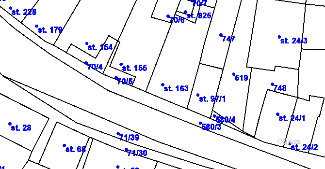 Parcela st. 163 v KÚ Dobroměřice, Katastrální mapa