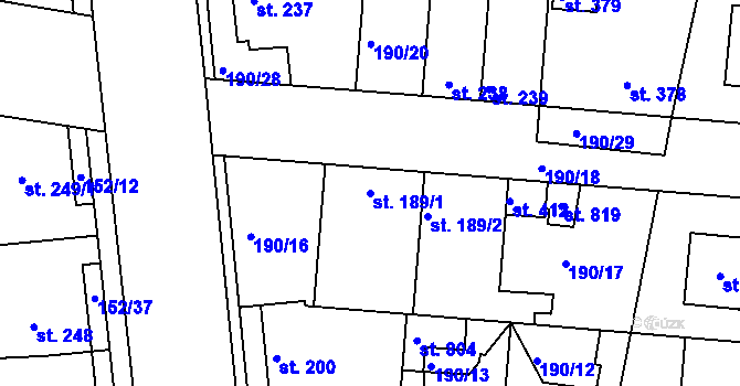 Parcela st. 189/1 v KÚ Dobroměřice, Katastrální mapa