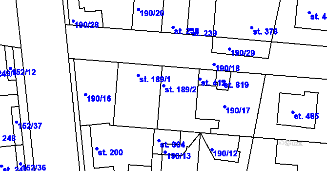 Parcela st. 189/2 v KÚ Dobroměřice, Katastrální mapa