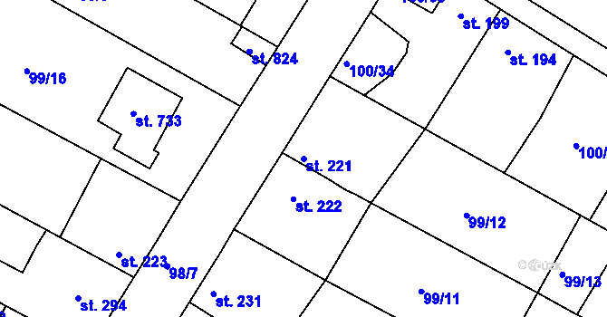 Parcela st. 221 v KÚ Dobroměřice, Katastrální mapa