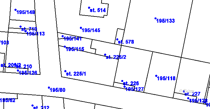 Parcela st. 225/2 v KÚ Dobroměřice, Katastrální mapa