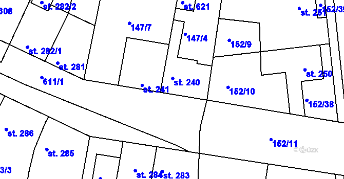 Parcela st. 240 v KÚ Dobroměřice, Katastrální mapa