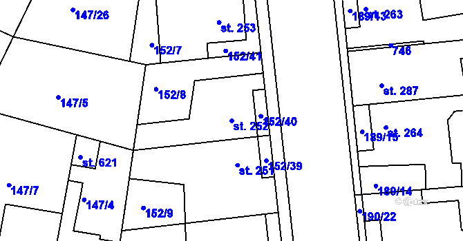 Parcela st. 252 v KÚ Dobroměřice, Katastrální mapa
