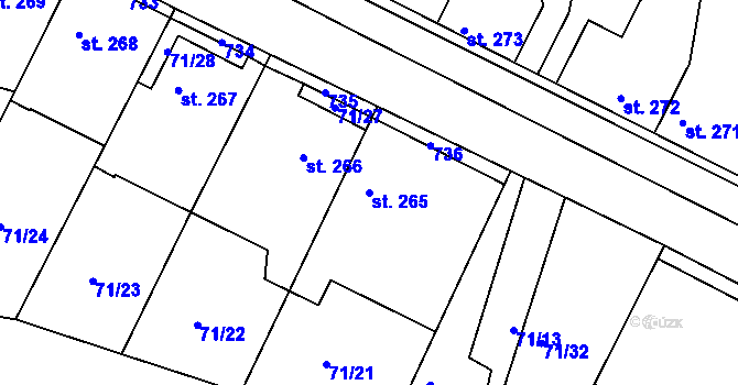 Parcela st. 265 v KÚ Dobroměřice, Katastrální mapa