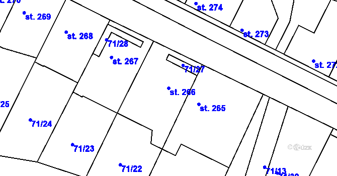 Parcela st. 266 v KÚ Dobroměřice, Katastrální mapa