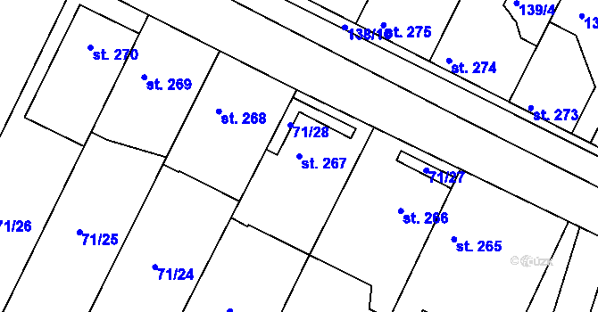 Parcela st. 267 v KÚ Dobroměřice, Katastrální mapa