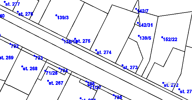 Parcela st. 274 v KÚ Dobroměřice, Katastrální mapa