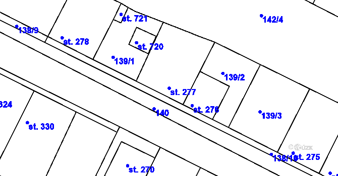 Parcela st. 277 v KÚ Dobroměřice, Katastrální mapa