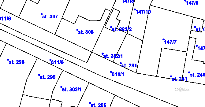 Parcela st. 282/1 v KÚ Dobroměřice, Katastrální mapa