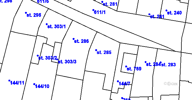 Parcela st. 285 v KÚ Dobroměřice, Katastrální mapa