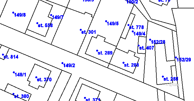 Parcela st. 289 v KÚ Dobroměřice, Katastrální mapa