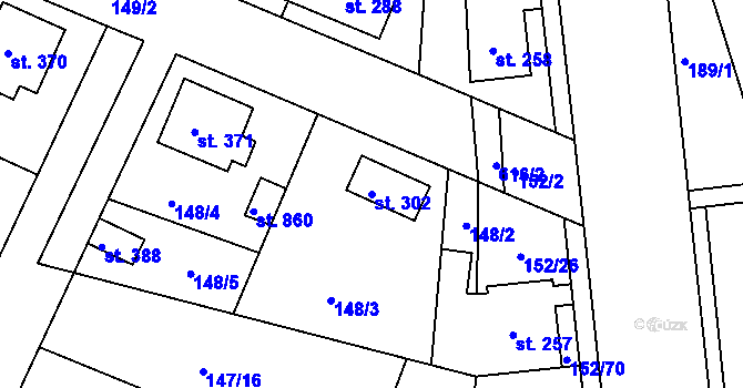 Parcela st. 302 v KÚ Dobroměřice, Katastrální mapa