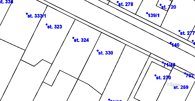 Parcela st. 330 v KÚ Dobroměřice, Katastrální mapa