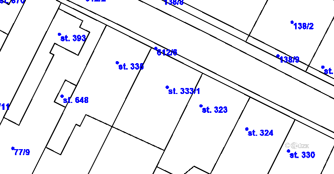 Parcela st. 333/1 v KÚ Dobroměřice, Katastrální mapa