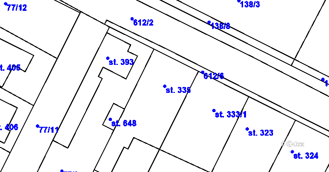 Parcela st. 335 v KÚ Dobroměřice, Katastrální mapa
