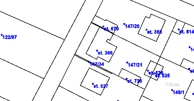 Parcela st. 369 v KÚ Dobroměřice, Katastrální mapa