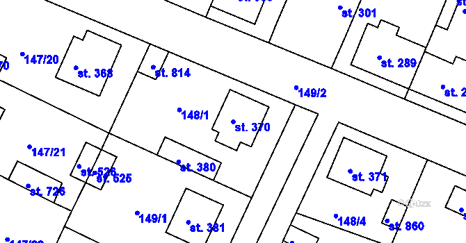 Parcela st. 370 v KÚ Dobroměřice, Katastrální mapa