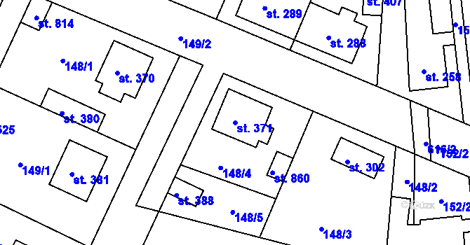 Parcela st. 371 v KÚ Dobroměřice, Katastrální mapa