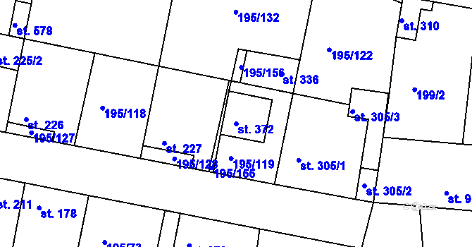 Parcela st. 372 v KÚ Dobroměřice, Katastrální mapa