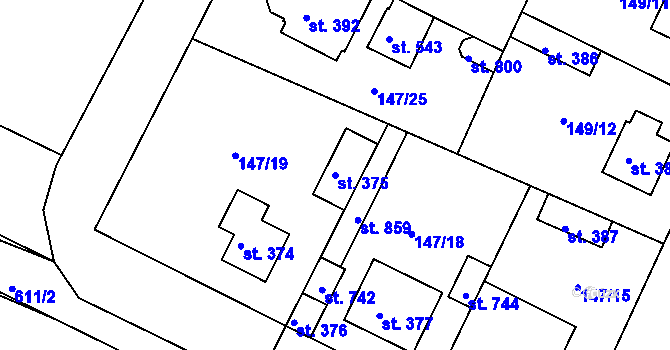 Parcela st. 375 v KÚ Dobroměřice, Katastrální mapa