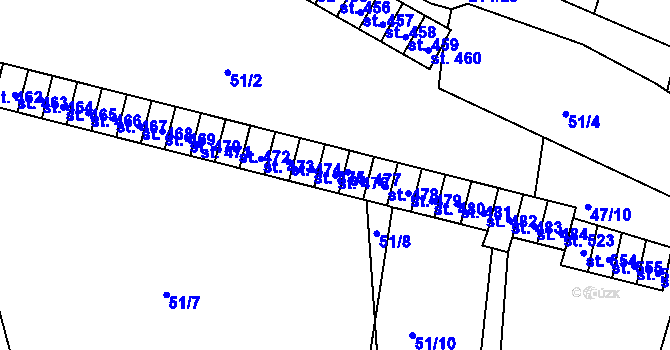 Parcela st. 476 v KÚ Dobroměřice, Katastrální mapa