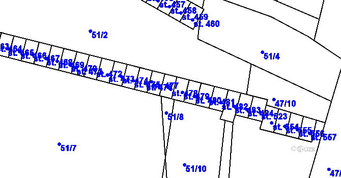 Parcela st. 478 v KÚ Dobroměřice, Katastrální mapa
