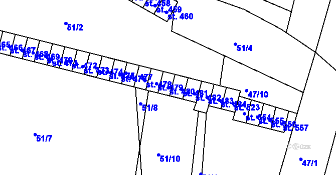 Parcela st. 480 v KÚ Dobroměřice, Katastrální mapa