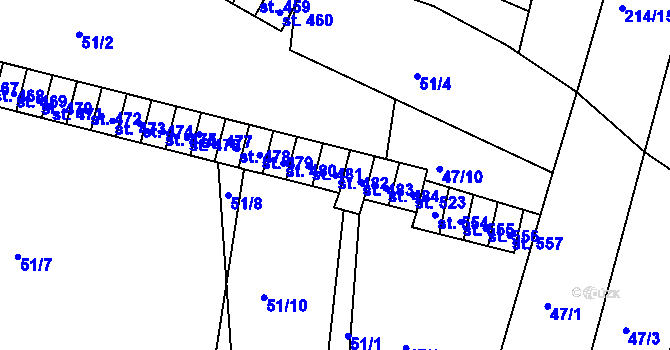 Parcela st. 482 v KÚ Dobroměřice, Katastrální mapa