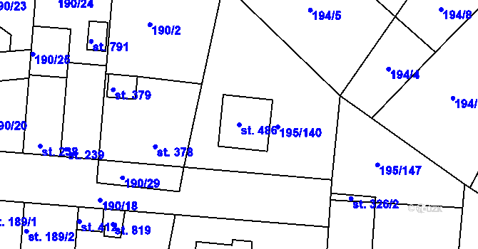 Parcela st. 486 v KÚ Dobroměřice, Katastrální mapa