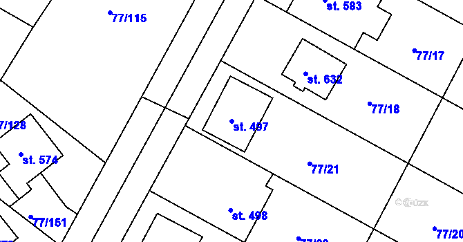 Parcela st. 497 v KÚ Dobroměřice, Katastrální mapa