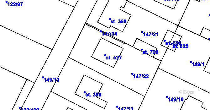 Parcela st. 527 v KÚ Dobroměřice, Katastrální mapa