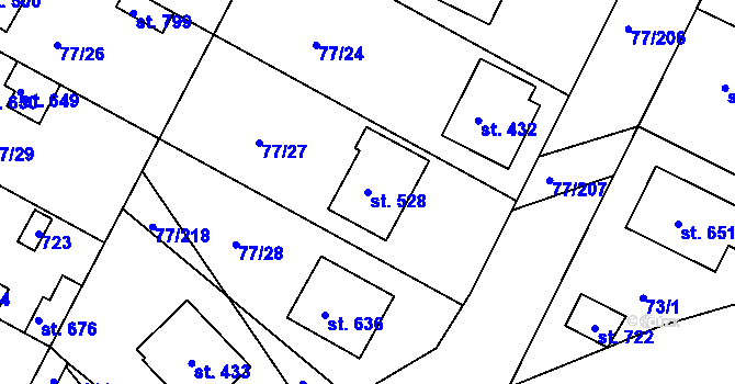 Parcela st. 528 v KÚ Dobroměřice, Katastrální mapa