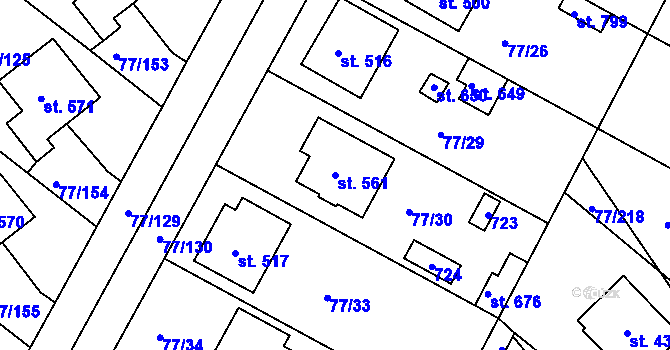 Parcela st. 561 v KÚ Dobroměřice, Katastrální mapa