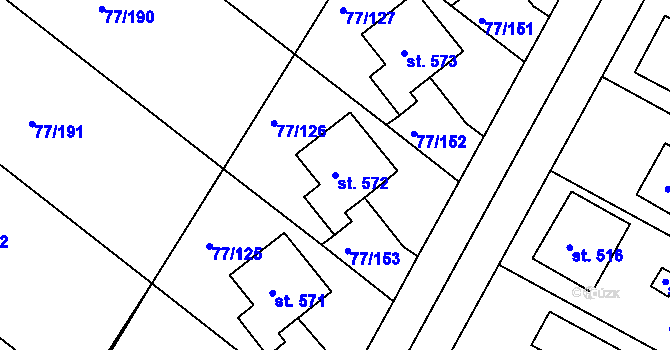 Parcela st. 572 v KÚ Dobroměřice, Katastrální mapa