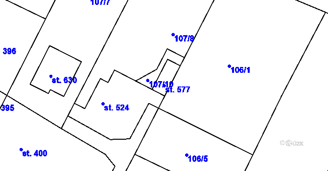 Parcela st. 577 v KÚ Dobroměřice, Katastrální mapa